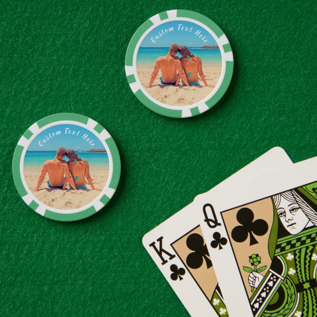 Lot De Jeton De Poker Votre photo Poker Chips cadeau avec nom de texte p (Table de poker (double))