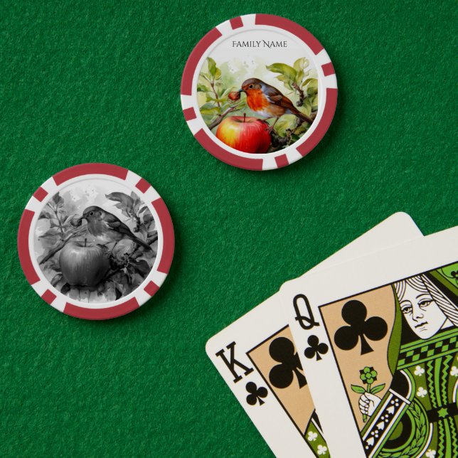 Lot De Jeton De Poker  Whimsical Bird & Apple Delight Playing Cards (Table de poker (double))