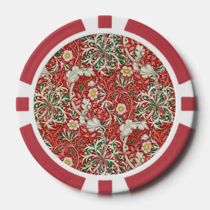 Lot De Jeton De Poker William Morris Fleur d'antiquité aux algues Vert r