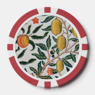 Lot De Jeton De Poker William Morris Fruit Vintage Grenade Blanc