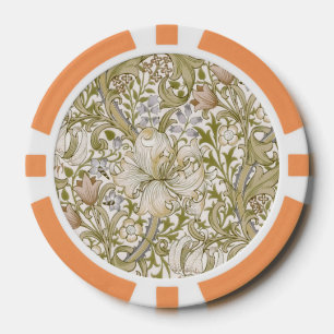 Lot De Jeton De Poker William Morris Jardin Fleur de Lys Classique Doré