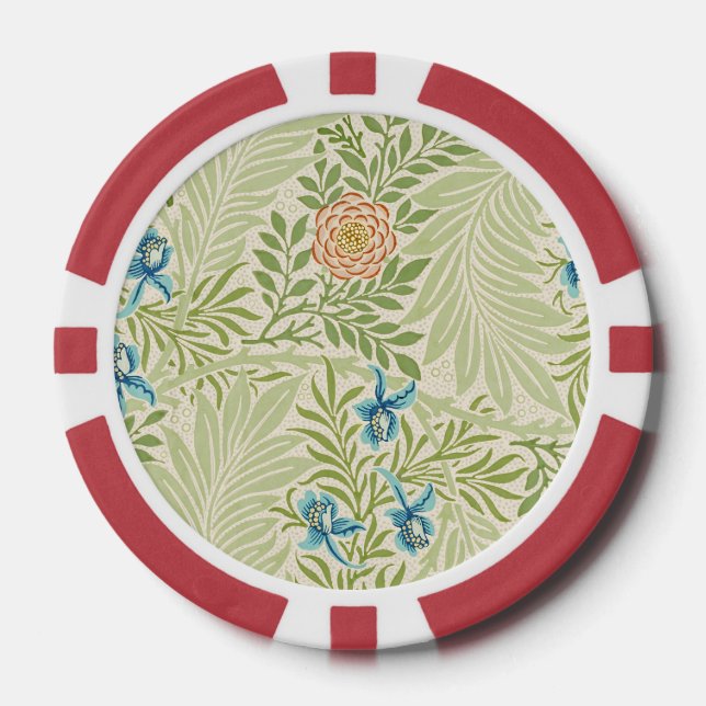 Lot De Jeton De Poker William Morris Larkspur Motif floral (Recto)