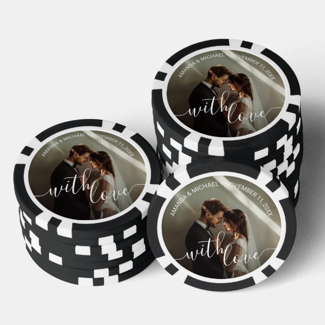Lot De Jeton De Poker 'With Love' Photo personnalisée Mariage Faveur (Empiler)