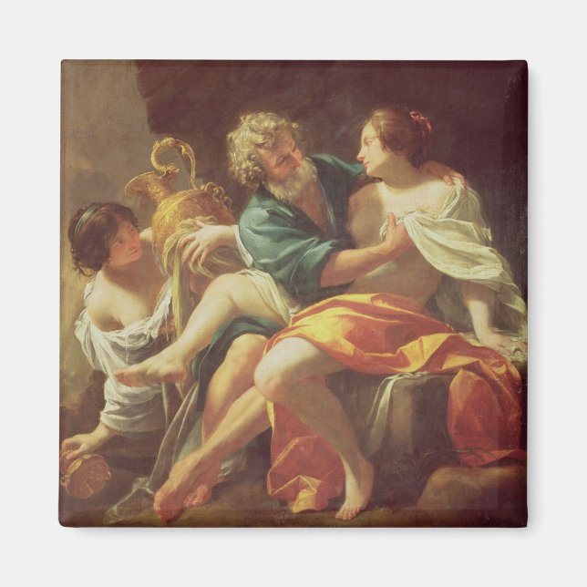 Lot und seine Töchter, c.1630 (Öl auf Leinwand) Magnet (Vorne)