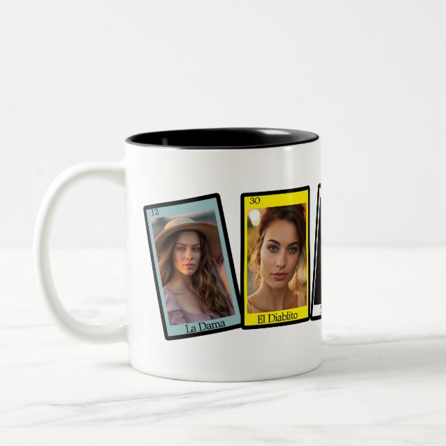 Loteria Mexican Bingo Card Custom Zweifarbige Tasse (Links)