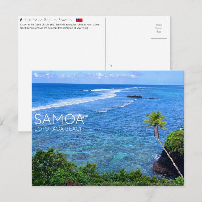 Lotofaga Beach, Samoa Postcard Postkarte (Vorne/Hinten)