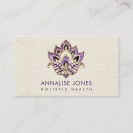Lotos - Amethyst und Gold auf Leinwand Visitenkarte