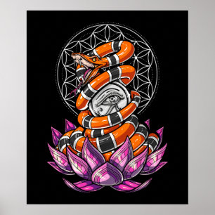 Lotos-Auge der Horus Schlangen-Blume des Lebens Poster