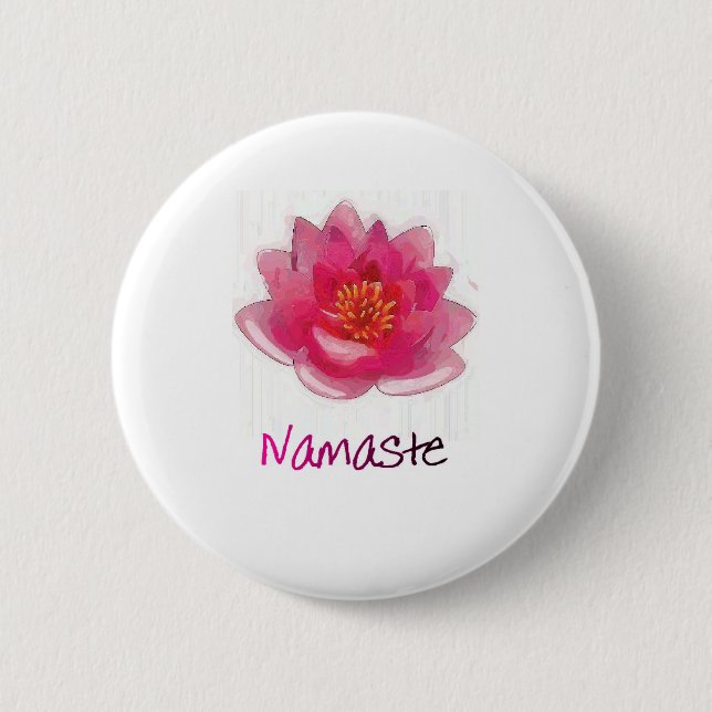 Lotos-Blume "Namaste" Yoga-Geschenke Button (Vorderseite)