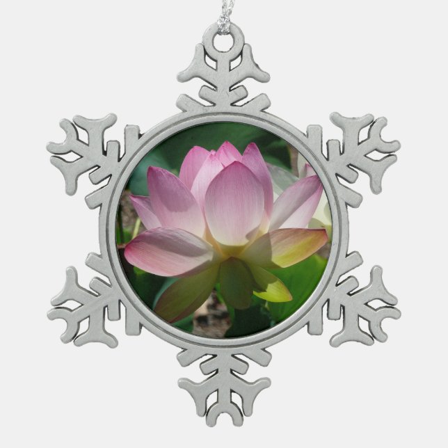 Lotos-Blume Schneeflocken Zinn-Ornament (Vorderseite)