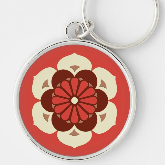 Lotos-BlumeMandala, Mandarine Schlüsselanhänger (Vorne)