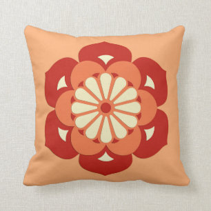 Lotos-BlumeMandala, Pastellorange und Mandarine Kissen