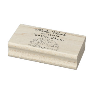 Lotos-Blumen-Blumenillustrations-Namen-Adresse Gummistempel