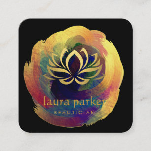 Lotos-Blumen-Goldkunst-Logo-heilendes Yoga Quadratische Visitenkarte
