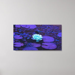 Lotos-Blumen-Kunst-magischer Farbtürkis lila Leinwanddruck