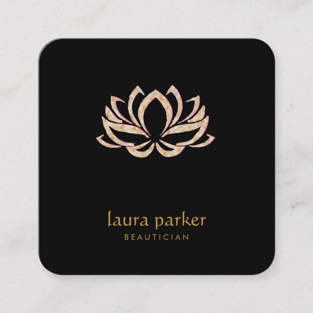 Lotos-Blumen-Logo-heilendes Therapie-Yoga Quadratische Visitenkarte (Vorderseite)