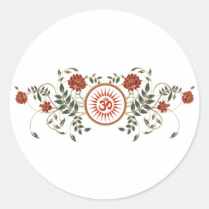 Lotos-Blumen-Logo OM-Symbol-Raum-runde Aufkleber