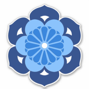 Lotos-Blumen-Mandala, Indigo und hellblaues Aufkleber