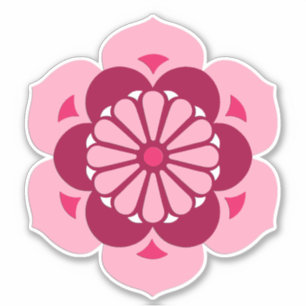 Lotos-Blumen-Mandala, Rosa, Fuchsie und Burgunder Aufkleber