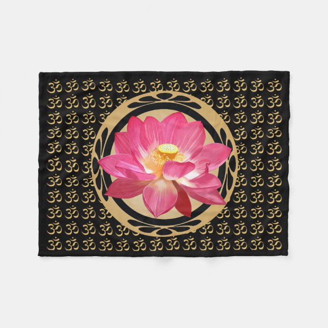 Lotos-Blumen-OM-Fleece-Decke 30" x40 " Fleecedecke (Vorderseite (Horizontal))