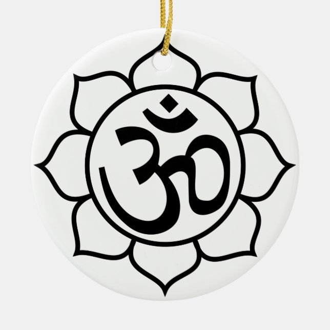 Lotos-Blumen-OM-Symbol Keramik Ornament (Vorne)