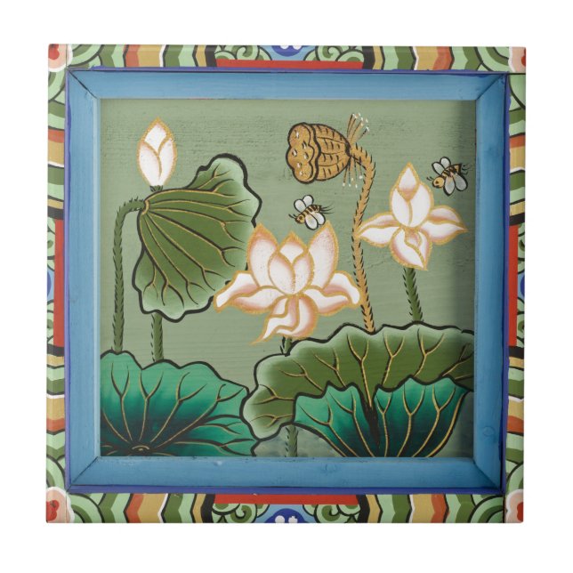 Lotos-Blumen-orientalische WandKeramiken Fliese (Vorderseite)