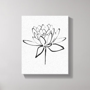 Lotos-Blumen-Schwarzweiss-Tinte, die Kunst Leinwanddruck