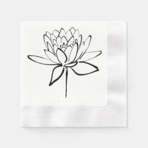Lotos-Blumen-Schwarzweiss-Tinte, die Kunst Serviette