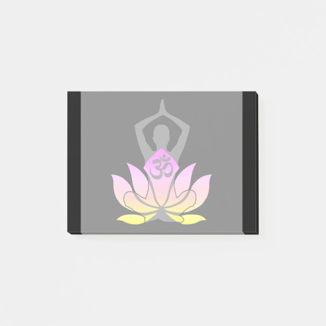 Lotos-Blumen-Yoga-Pose OM Namaste geistige Post-it Klebezettel (Vorderseite)