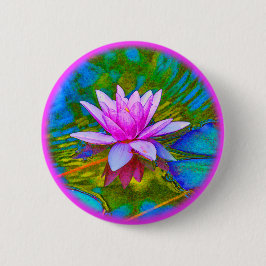 Lotos-oder Wasserlilie-elegantes Blumen-Yoga Button