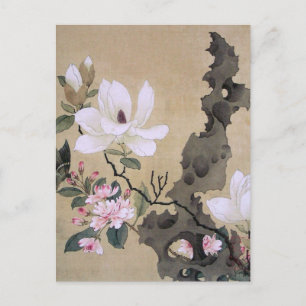 Lotos und aufrechter Felsen von Chen Hongshou Postkarte
