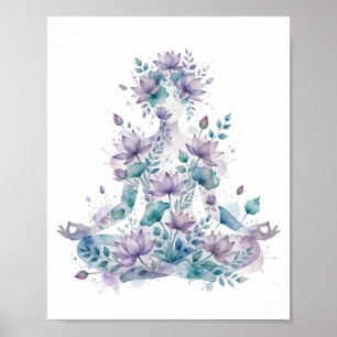 Lotos Yoga Meditation Wasserfarbe Zen Wellness Kun Poster