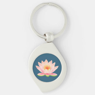 Lotosblume auf Blau Schlüsselanhänger
