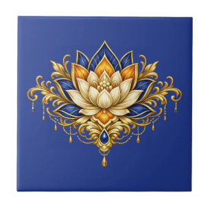 Lotosblume kobaltblau gold floral indische Wand Fliese