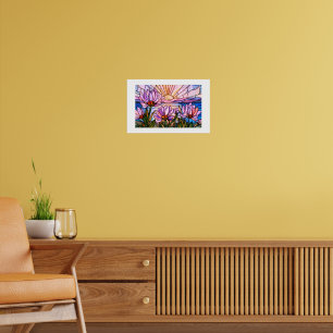 Lotosblume Seerose Pink Lila Orange Sonnenuntergan Poster