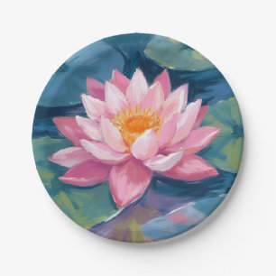 Lotosblume Seerosenblatt Aquarell Pappteller