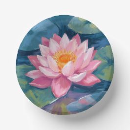 Lotosblume Seerosenblatt Wasserfarbe Pappteller