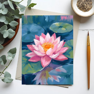 Lotosblume Seerosenblatt Wasserfarbe Postkarte