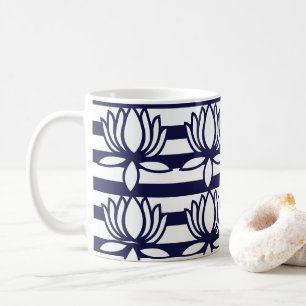 Lotosblumen-Blumenstreifen-Muster Kaffeetasse