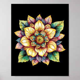 Lotosblumen-Mandala Boho Fantasy Poster