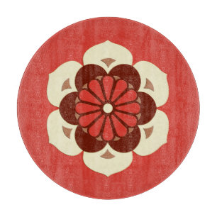 Lotosblumen-Mandala, Mandarinorange Schneidebrett