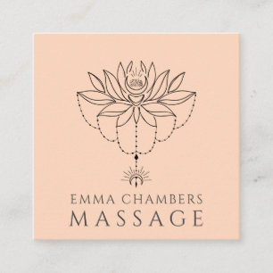 Lotosblumen-Massagetherapeutin Pfirsich Quadratische Visitenkarte