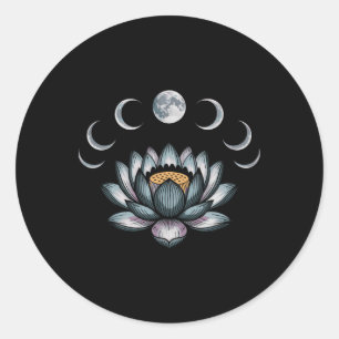 Lotosblumen-Mondphasen-Zen-Yoga-Liebhaber Spiritue Runder Aufkleber
