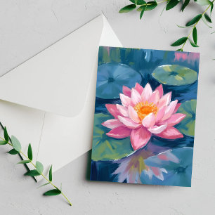 Lotosblumen-Seerosenblatt-Aquarellkarte