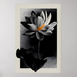 Lotosblumen-Wandkunst Scharfer Kontrast Botanik Poster