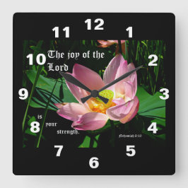 Lotosblüte Nehemia 8:10 Quadratische Wanduhr