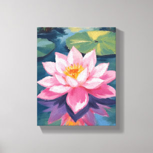 Lotosblüte Rosa Seerose Aquarell Teich Leinwanddruck