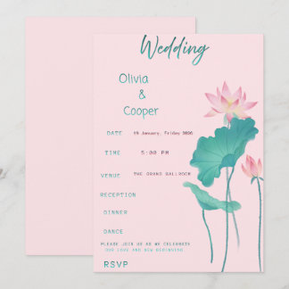 Lotosblüten-Hochzeitseinladung – Elegantes Minimal Einladung