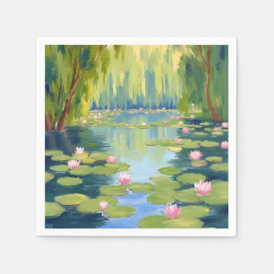Lotosblüten Teich Grüne Aquarell Natur Serviette