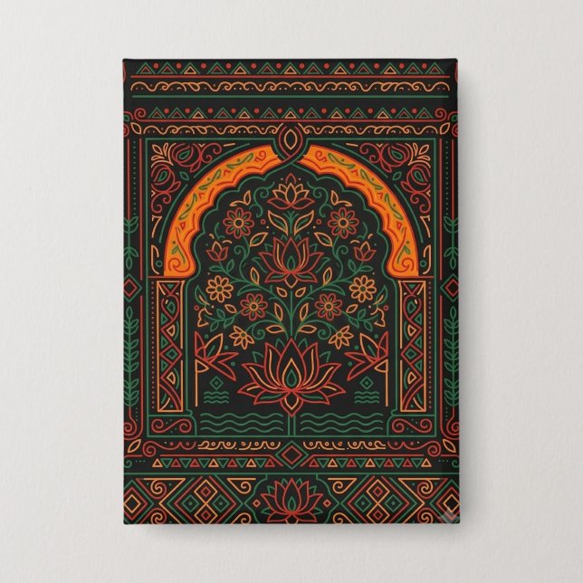 Lotosbogen-Mandala-Knopf-Patch Button (Vorderseite)